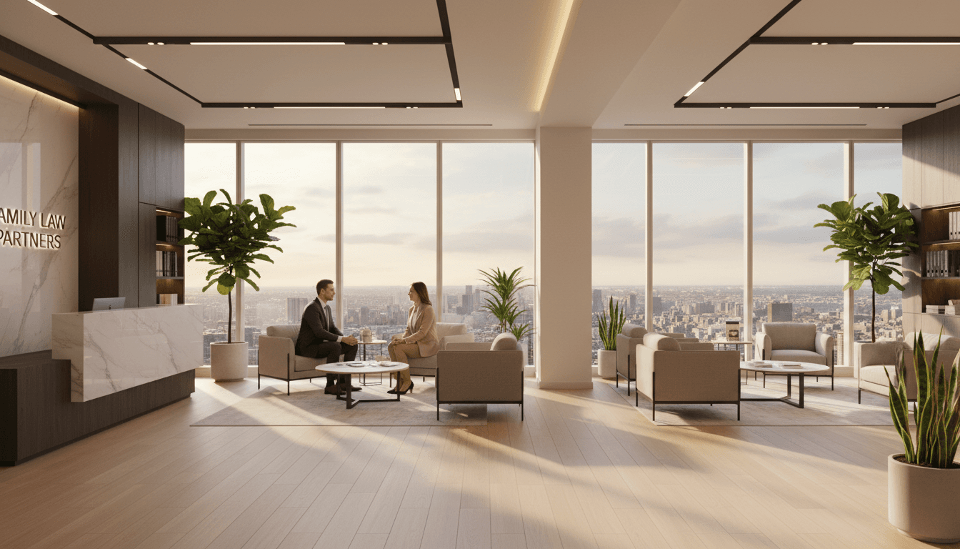 Sunlit legal office in Toronto with a tidy desk and documents