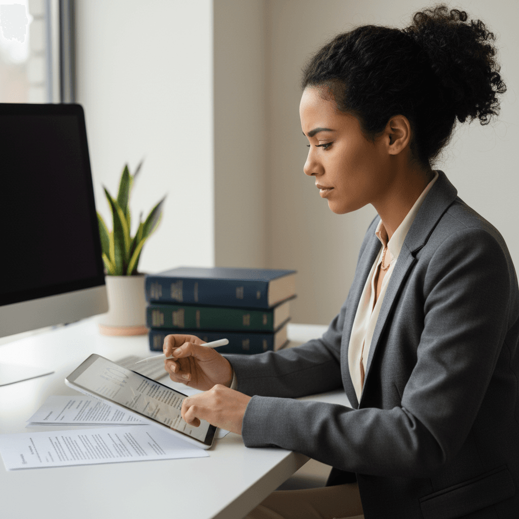 Legal documents being reviewed during a consultation in a bright Toronto office